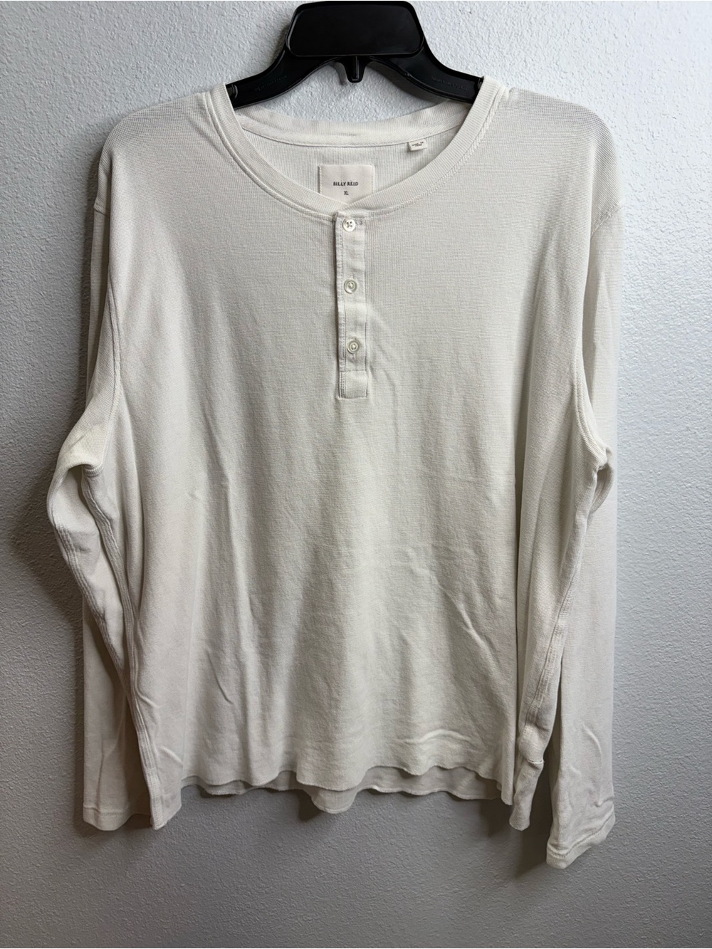 Billy Reid White 3 Button Long Sleeve T-Shirt Size Xl
